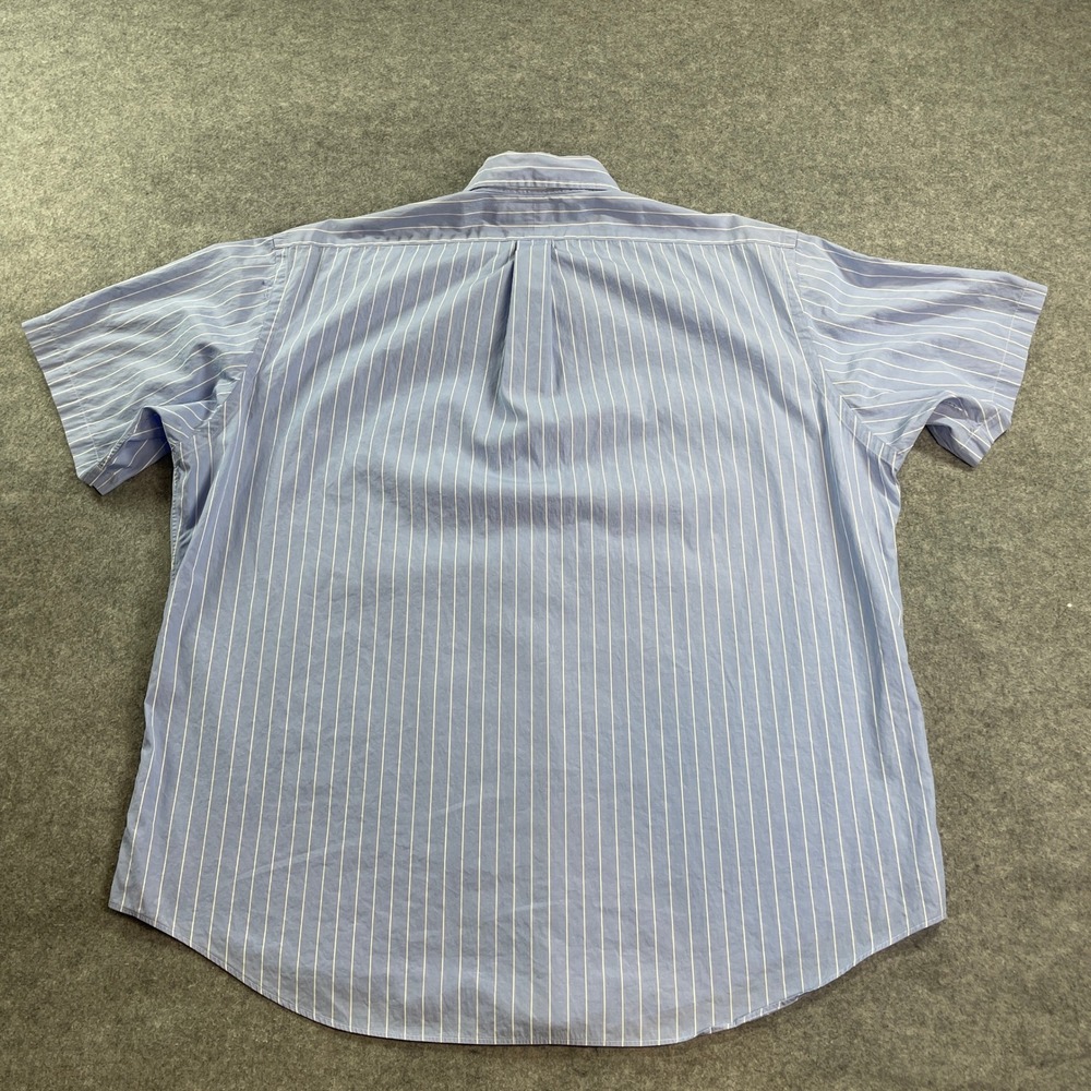 Ralph Lauren Mens Button Down Shirt XXL Blue Striped Short Sleeve Classic Fit - Picture 3 of 13